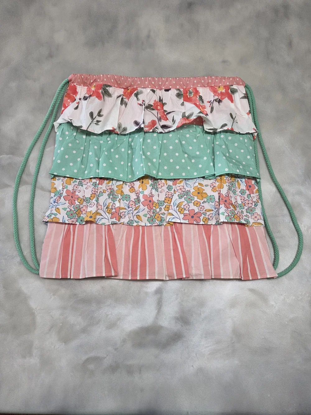 Matilda Jane Dream Chasers Floral Ruffle Drawstring Backpack - Pink & Mint